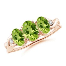 Oval Peridot Gemstone Sterling Silver Three-stone Heart Chakra Ring Jewelry