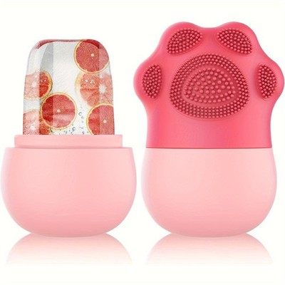 Ice Roller for Face Beauty Ice Roller with Cosmetic Brush Scrubber Mat Pad Clean