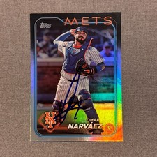OMAR NARVAEZ Signed Autographed 2024 Topps Update Series FOIL Card Mets #US173