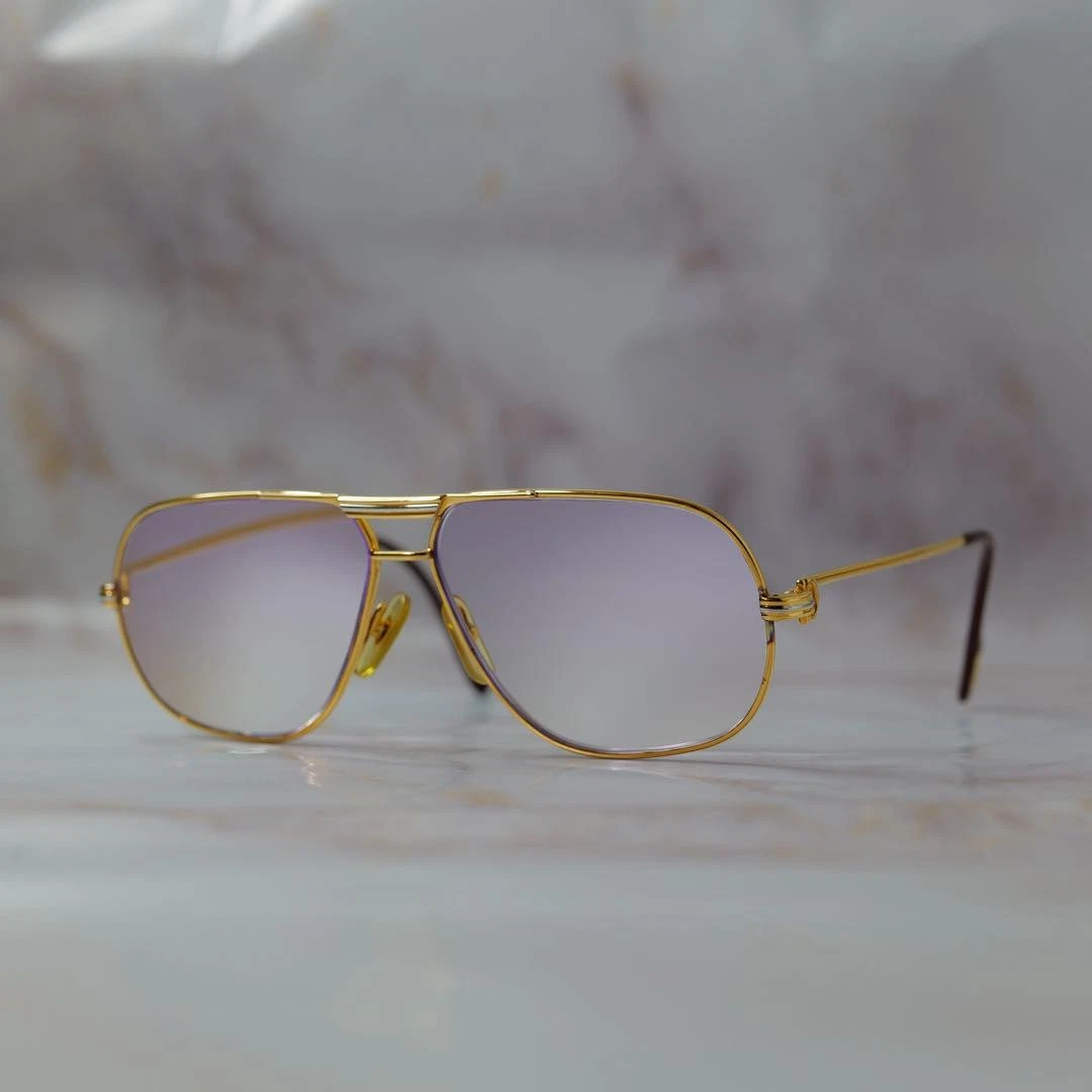 CARTIER GLASSES Occhiali da sole occhiali CARTIER a goccia due ponti montatura oro vintage usati da JP