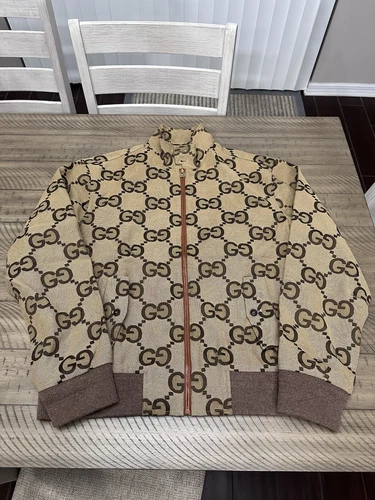 Giacca Gucci Monogram Jumbo GG tela cotone jacquard full zip taglia 50 large