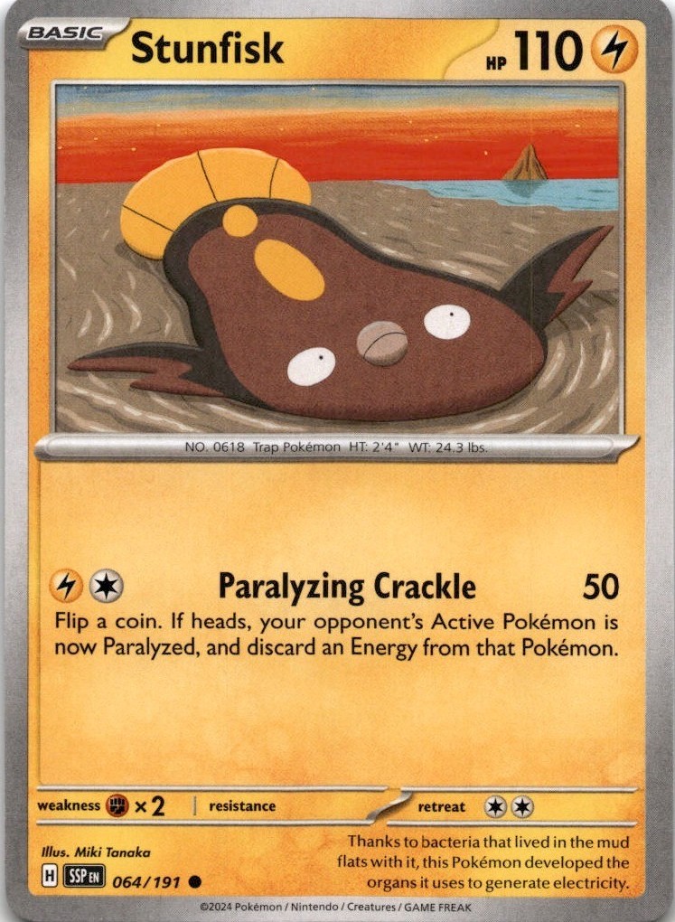 Pokemon Surging Sparks Stunfisk 064/191 Common Near Mint