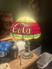 Coca-Cola Vintage Plastic Stained Glass Shade Lamp Tiffany