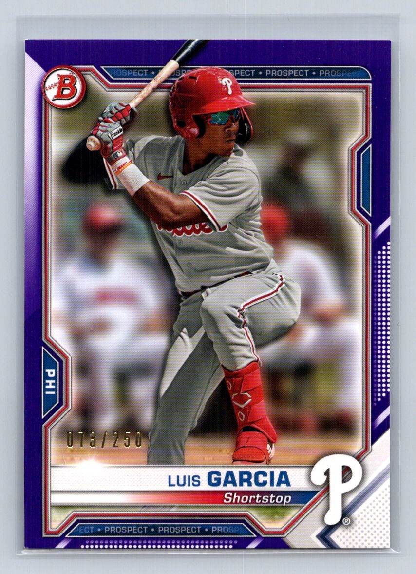 2021 Bowman Prospects Purple #BP-79 Luis Garcia /250  Philadelphia Phillies A71
