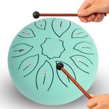 6 Inch 11 Note Steel Tongue Drum in C Major with Mallets