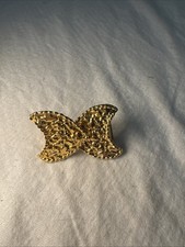 Vintage Gold Tone Textured Nugget Bow Butterfly Statement Belt Buckle