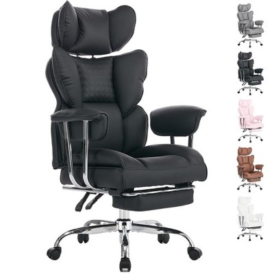 Office Chair Ergonomic Big and Tall Executive Chair w/Footrest PU Leather Swivel