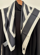 31.5"x31.5"B/W Stripes Print Pure Mulberry Twill Silk 16momme Scarf 80x80cm6102