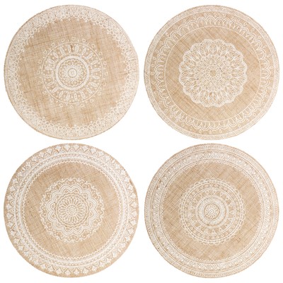 4x Platzset Mandala - moderne Platzmatte im Vintage-Design - Jute Tischset -