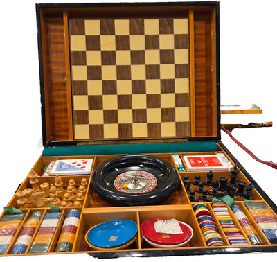 Dal Negro Games Large Compendium Set. Chess Poker Roulette RARE FIND! 21'' x 16''