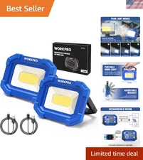 2000 Lumen LED Work Light - Rechargeable Magnetic Flood Lights, 4 Modes, 2 Pack
