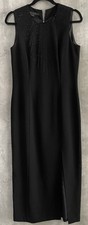 Marianna Womens Sleeveless Black Beaded Slit Leg Elegant Evening Maxi Dress Sz10