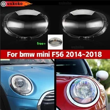 Pair Front Headlight Lens Cover+Glue Transparent For BMW Mini F56 2014-2018