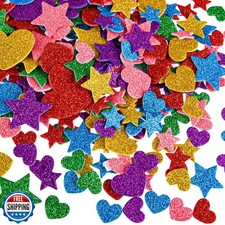 CHRORINE 350 Pcs Foam Heart Stickers Valentine's Day Star Glitter