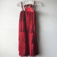 Sequin Fringe Red Flapper 1920s Cos Play Dress  Small Women's