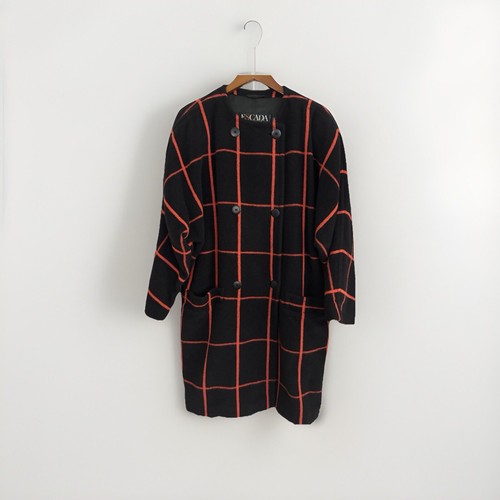 Vintage Escada By Margaretha Ley Coat Size 38 Alpaca And Wool Black/Red - Picture 1 of 6