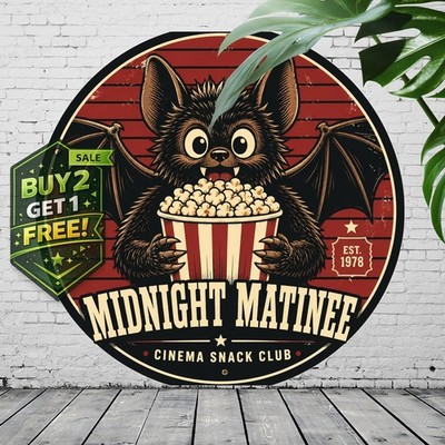 Gremlins Movie Round Tin Sign 8x8 80s Cinema Home Wall Art Decor