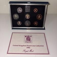 1984 United Kingdom Proof Coin Collection – Royal Mint – Complete Set with Case