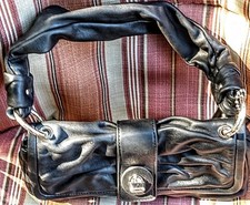 RARE VTG COACH 13409 BLACK LEATHER SMALL CLUTCH BAGUETTE PARKER SHOULDER BAG Y2K