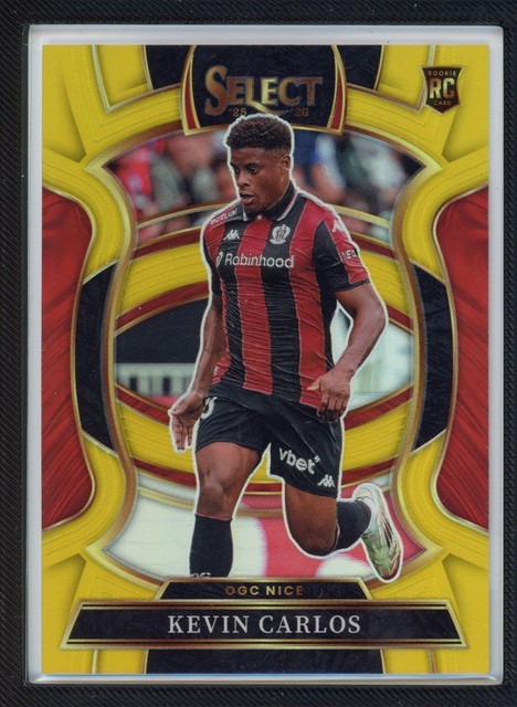 2025-26 Panini Select Ligue 1 Kevin Carlos RC Rookie Gold Prizm #04/10 (HE)