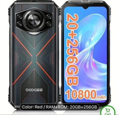 DOOGEE S Cyber 6.58'' FHD+ Gorilla Glass, 20GB RAM, 256GB ROM, 10800mAh, NFC, Red