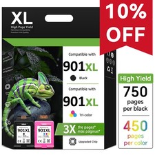 901 XL Ink Cartridges for HP 901 Officejet J4580 J4660 J4680 4500 J4680c Printer