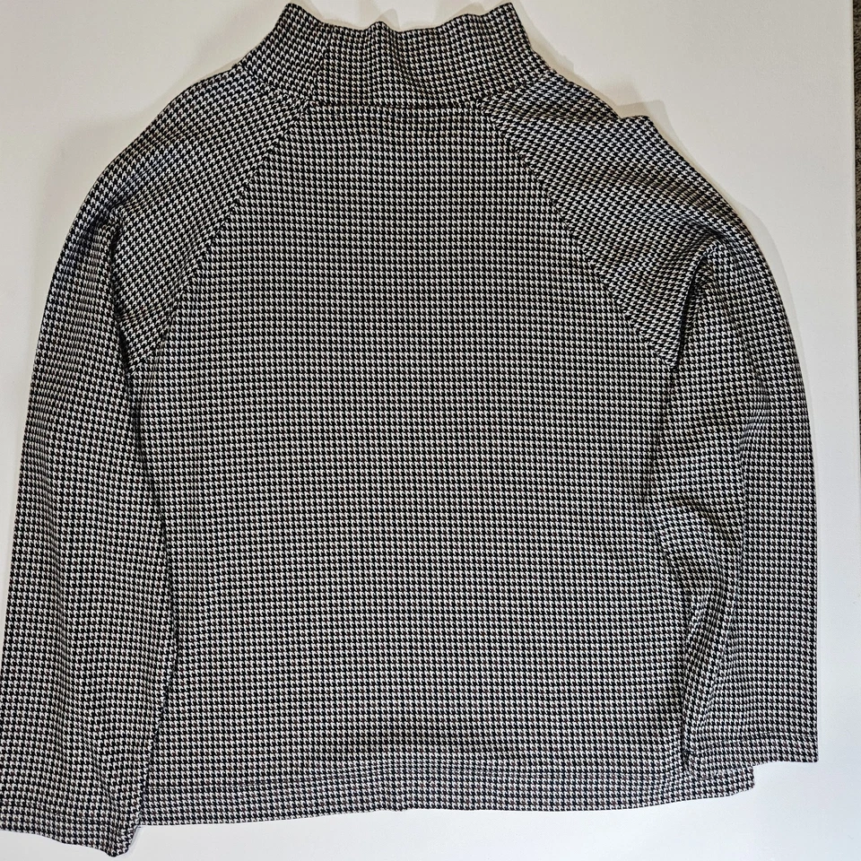 Blusa Lou & Grey Loft Para Mujer Grande Negra Blanca Pata de Gallo Cuello Simulado Oficina Top Foto 2 de 4