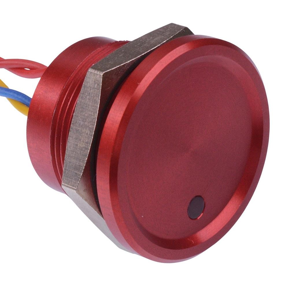 PBAR6AF6000J0S APEM Red LED 24VDC Momentary NO 22mm Piezo Switch Prewired IP68