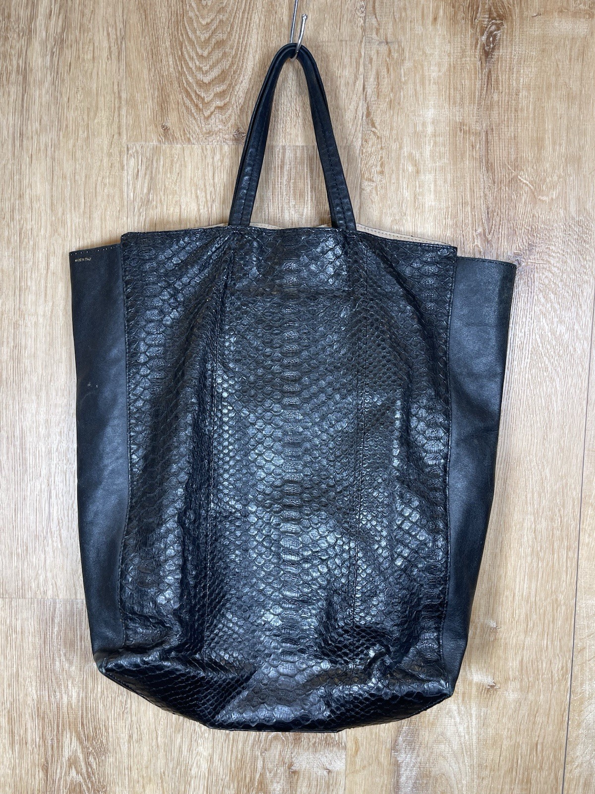Authenticated Celine Python Leather Black Cabas T… - image 2
