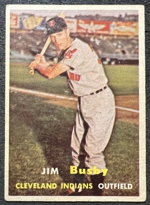 1957 TOPPS JIM BUSBY (CLEVELAND INDIANS) #309 4TH SERIES VG CREASE WAX ON BACK