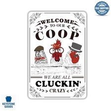 8 Pack Chicken Coop  Farmhouse Metal Signs - Rustic Outdoor Wall Decor