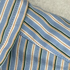 RALPH LAUREN Shirt Mens 17 XL Striped Oxford Button Up Classic Fit Cotton Blue