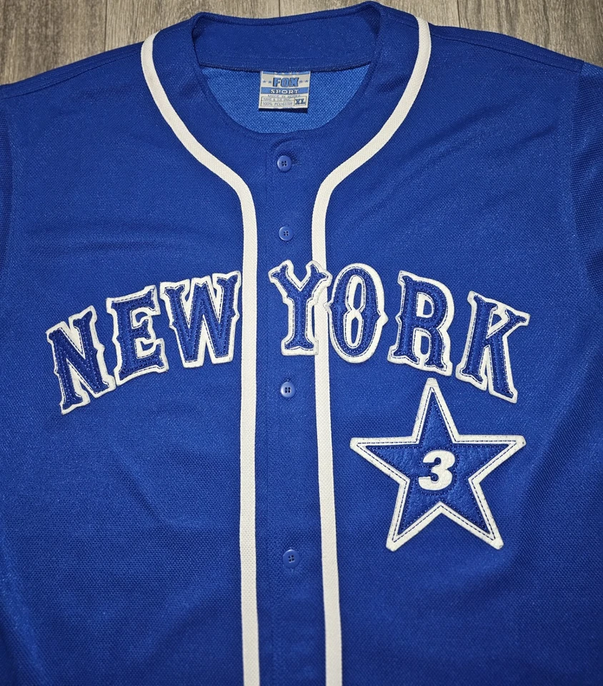 Vintage Y2K Fox Sport New York Ghetto All Stars Baseball Jersey Blue Men's Sz XL - Image 2 of 4
