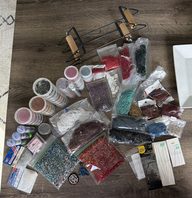 Huge Bead Lot   6 lbs Glass Seed Beads   2 Looms   Mixed Colors Craft Supplies