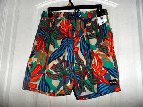 Cool Hurley men's size S multi color 6" inseam quick dry swim suit NWT