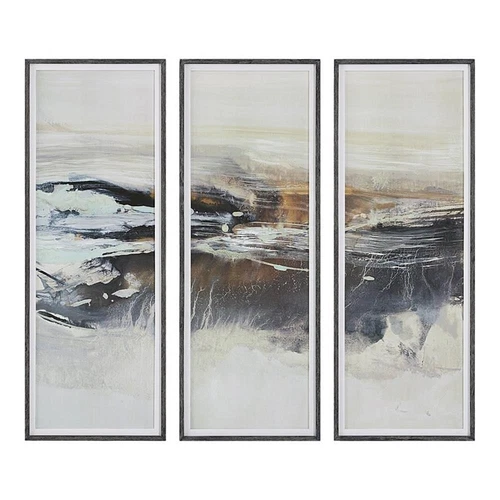 Uttermost Graphite 63x23" Horizon Wood Framed Print in Multi-Color (Set of 3) - Picture 1 of 8