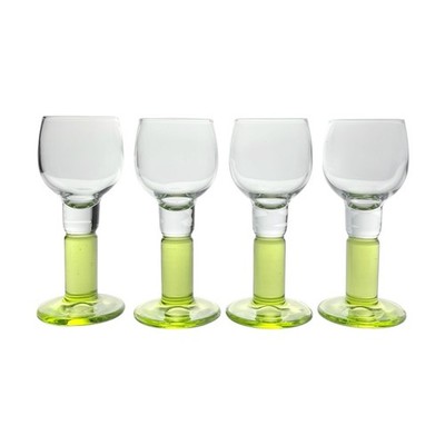 Set of 4 Contemporary Lime Green Liquor Cordial Aperitif Wine Glasses 4 1/2  3oz