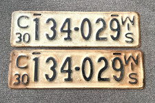 RARE 1930 WISCONSIN LICENSE PLATE PLATES PAIR ORIGINAL CHEVY FORD DODGE HOTROD