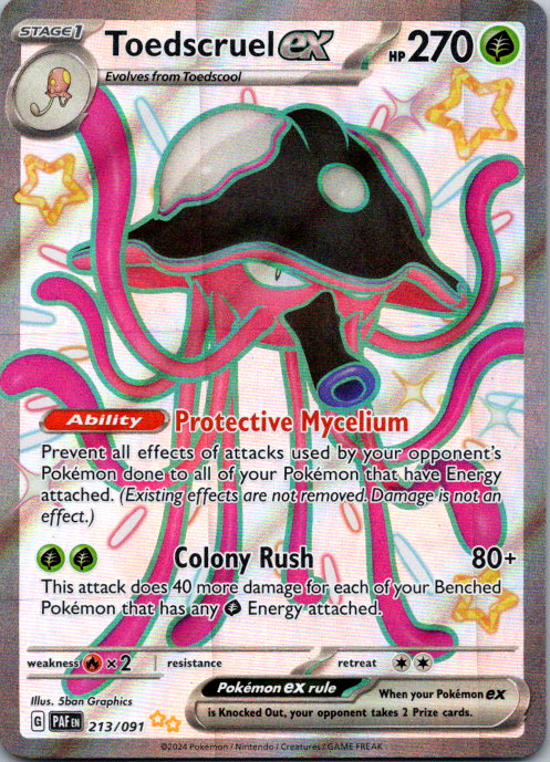 Toedscruel ex - 213/091 - Pokemon Paldean Fates Shiny Full Art Ultra Rare NM