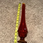 VTG MCM Fenton Valencia Red Orange Swung Glass 12.5" Amberina Vase