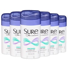 SURE, Antiperspirant Deodorant, Solid, Unscented, 2.6 Ounce (Pack of 6)...