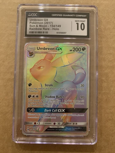 Umbreon GX Secret Rainbow Rare 154 Pokemon Sun & Moon Base Set CGC 10 GEM MINT💎