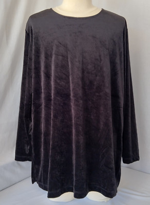 New Vintage 2XL Liz Baker Essentials Black Velour Womans Long Sleeve Shirt