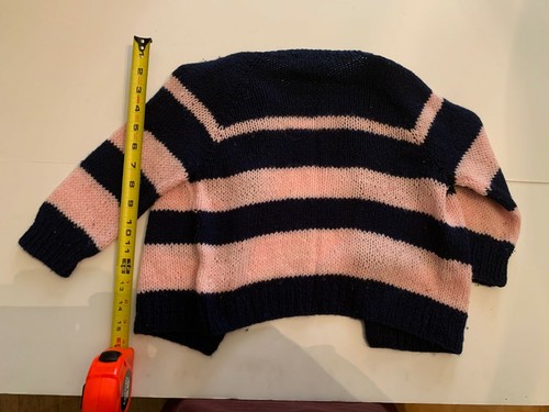 Vintage Blue and Pink Girl Sweater Hand Knitted by Grandma - Picture 3 of 3