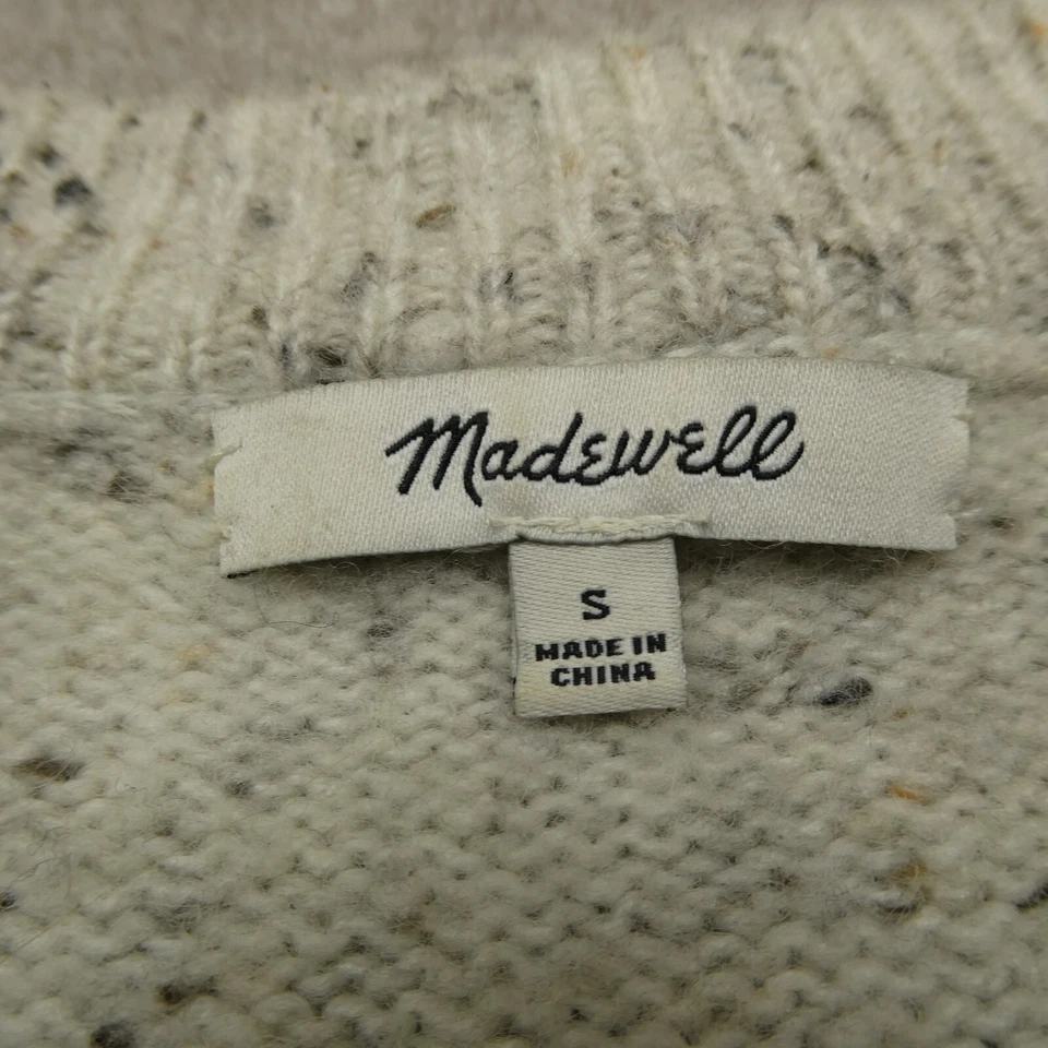 Suéter Madewell Cable Largo Mujer S Mezcla Lana Mangas Botones Sal y Pimienta Foto 2 de 4