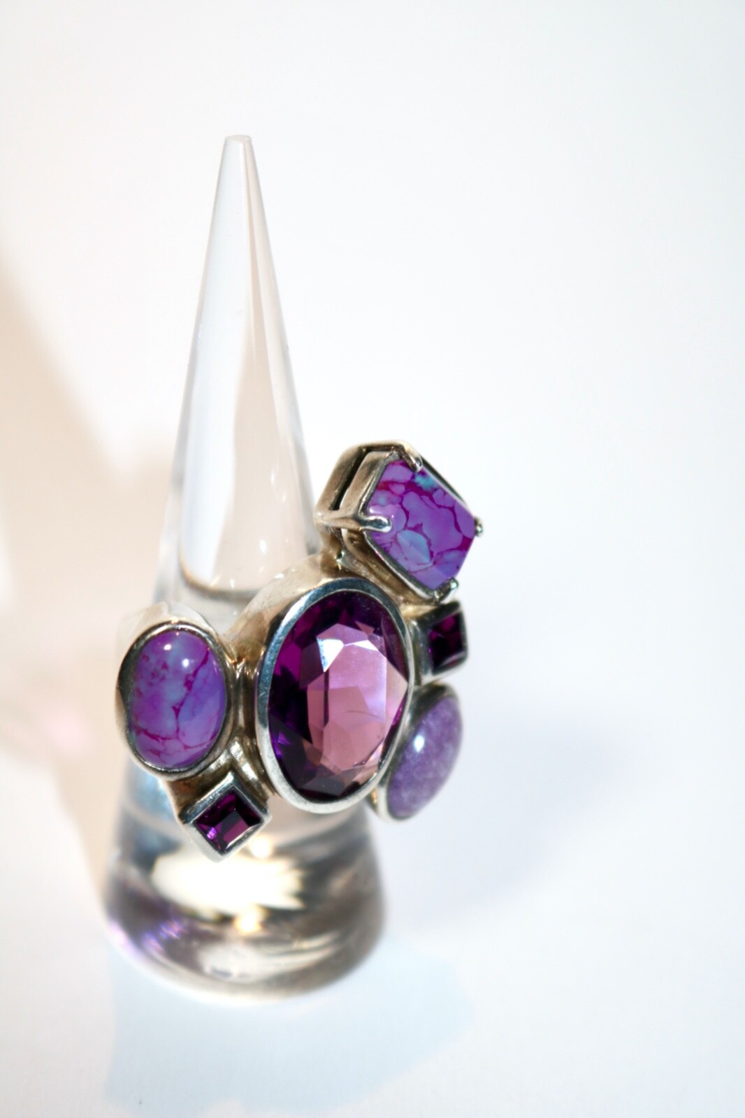 Chunky Statement Sterling Ring Huge Amethyst Purp… - image 1