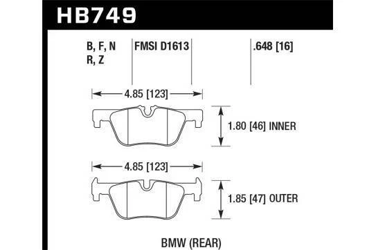 Hawk Performance HPS 5.0 Rear Brake Pads .648" Thick BMW 320i 13-18 328i 12-16 - Image 2 of 4