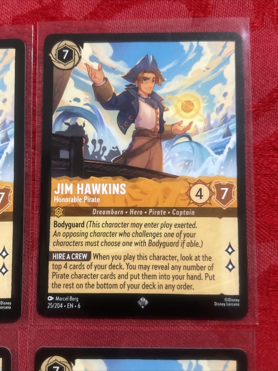 4x Disney Lorcana Azurite Sea - Jim Hawkins - Honorable Pirate