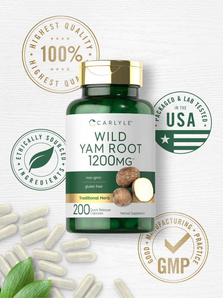 Wild Yam Root Capsules 1200mg 200 Count NonGMO, Gluten Free by Carlyle 840250401222 eBay