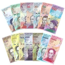 Venezuela Currency Collection // 14 Notes // 2-20,000 Denomination Notes // Unci
